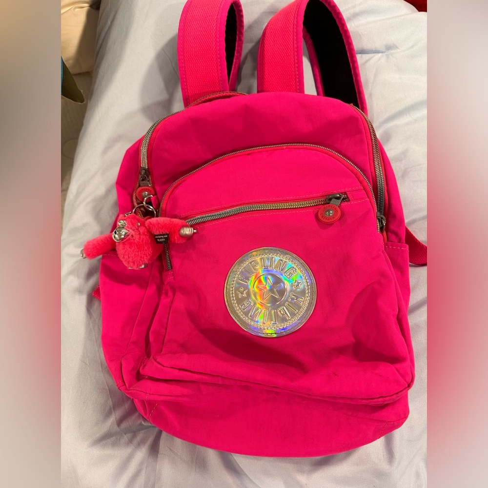 Kipling neon pink small backpack